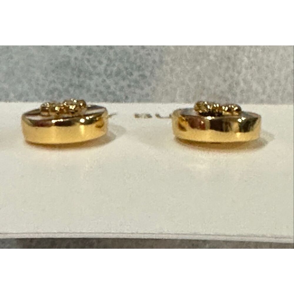 Tory Burch NEW earrings - Kira Enamel Circle-Stud Earrings - Gold Zebra - Picture 10 of 12